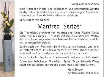 Traueranzeige von Manfred Seitzer