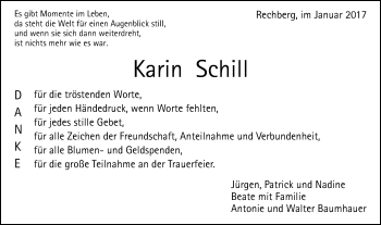 Traueranzeige von Karin Schill von Gmünder Tagespost