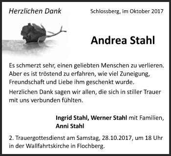 Traueranzeige von Andrea Stahl von Schwäbische Post