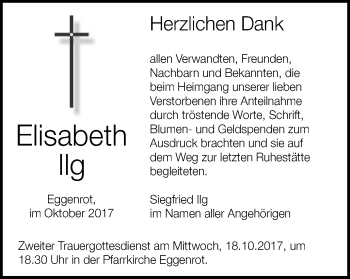 Traueranzeige von Elisabeth Ilg