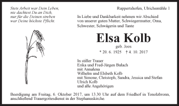 Traueranzeige von Elsa Kolb von Gmünder Tagespost