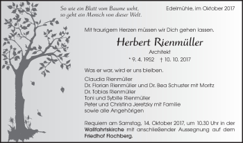 Traueranzeige von Herbert Rienmüller von Schwäbische Post
