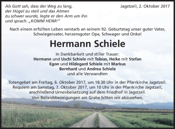 Traueranzeige von Hermann Schiele von Schwäbische Post