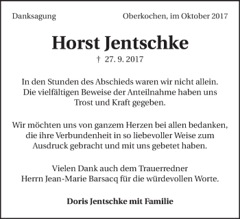 Traueranzeige von Horst Jentschke von Amtsblatt_Oko