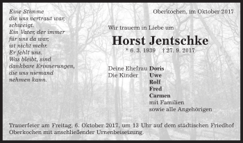Traueranzeige von Horst Jentschke von Schwäbische Post