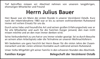 Traueranzeige von Julius Bauer von Schwäbische Post