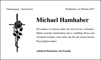 Traueranzeige von Michael Hamhaber von Gmünder Tagespost