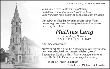 Traueranzeige von Michael Lang von Schwäbische Post