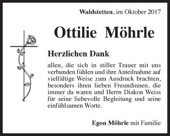Traueranzeige von Ottilie Möhrle von Gmünder Tagespost