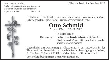 Traueranzeige von Otto Schmid von Schwäbische Post