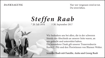 Traueranzeige von Steffen Raab von Schwäbische Post