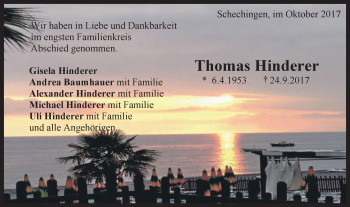 Traueranzeige von Thomas Hinderer von Gmünder Tagespost