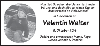 Traueranzeige von Valentin Walter von Schwäbische Post