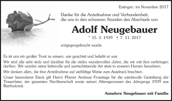 Traueranzeige von Adolf Neugebauer von Schwäbische Post
