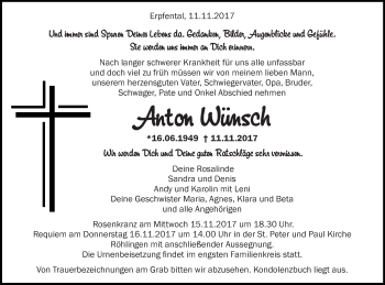 Traueranzeige von Anton Wünsch von Schwäbische Post