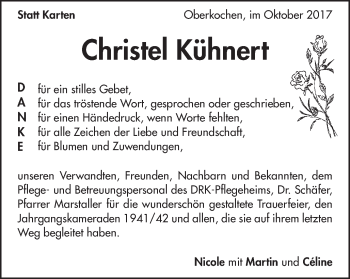 Traueranzeige von Christel Kühnert von Amtsblatt_Oko