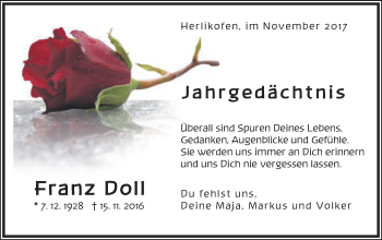 Traueranzeige von Franz Doll von Gmünder Tagespost