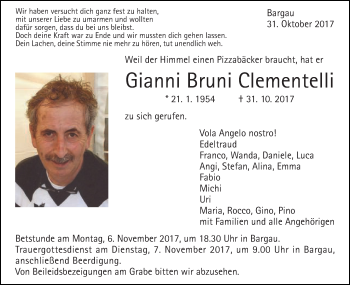 Traueranzeige von Gianni Bruni Clementelli von Gmünder Tagespost