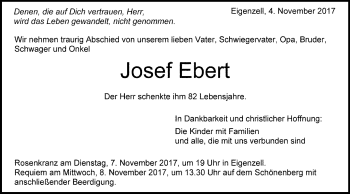 Traueranzeige von Josef Ebert