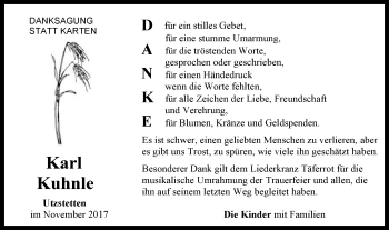 Traueranzeige von Karl Kuhnle von Gmünder Tagespost