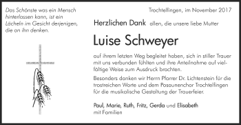 Traueranzeige von Luise Schweyer von Schwäbische Post