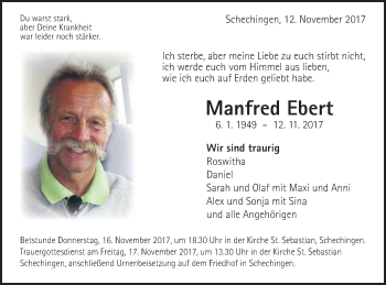 Traueranzeige von Manfred Ebert