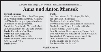 Traueranzeige von Anna und Anton Miensok von Gmünder Tagespost