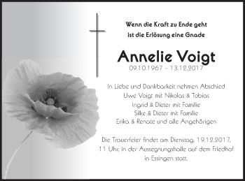 Traueranzeige von Annelie Voigt von Schwäbische Post