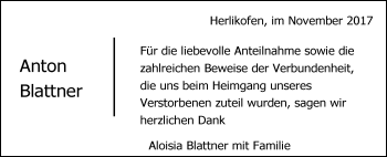 Traueranzeige von Anton Blattner von Gmünder Tagespost