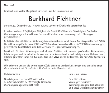 Traueranzeige von Burkhard Fichtner