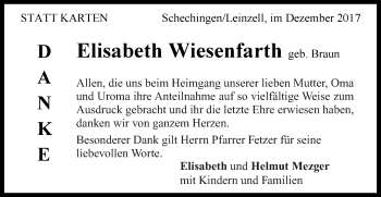 Traueranzeige von Elisabeth Wiesenfarth von Gmünder Tagespost