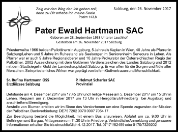 Traueranzeige von Ewald Hartmann von Gmünder Tagespost