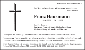 Traueranzeige von Franz Hausmann von Schwäbische Post