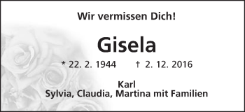 Traueranzeige von Gisela Häußler von Schwäbische Post