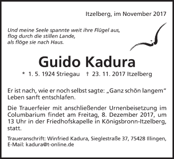 Traueranzeige von Guido Kadura von Amtsblatt_Oko