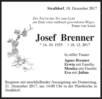 Traueranzeige von Josef Brenner von Gmünder Tagespost