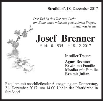 Traueranzeige von Josef Brenner