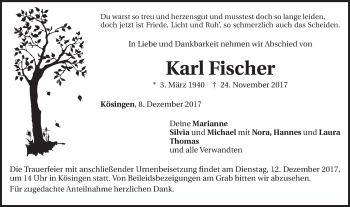 Traueranzeige von Karl Fischer von Schwäbische Post