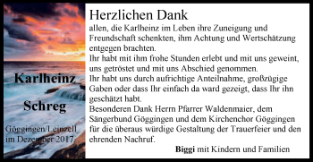 Traueranzeige von Karlheinz Schreg