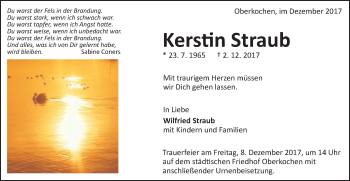 Traueranzeige von Kerstin Straub von Schwäbische Post