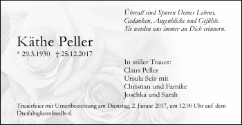 Traueranzeige von Käthe Peller von Gmünder Tagespost