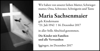 Traueranzeige von Maria Sachsenmaier von Gmünder Tagespost