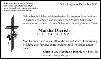 Traueranzeige von Martha Dierich von Gmünder Tagespost