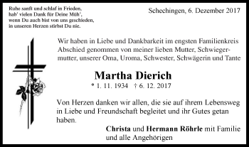 Traueranzeige von Martha Dierich