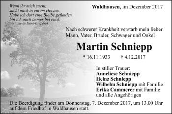 Traueranzeige von Martin Schniepp von Gmünder Tagespost