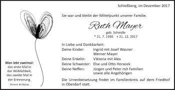 Traueranzeige von Ruth Mayer von Schwäbische Post