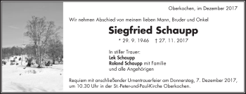 Traueranzeige von Siegfried Schaupp von Amtsblatt_Oko