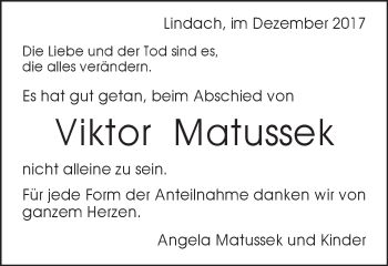 Traueranzeige von Viktor Matussek