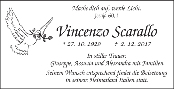 Traueranzeige von Vincenzo Scarallo von Schwäbische Post