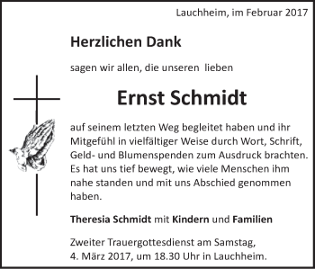 Traueranzeige von Ernst Schmidt von Schwäbische Post